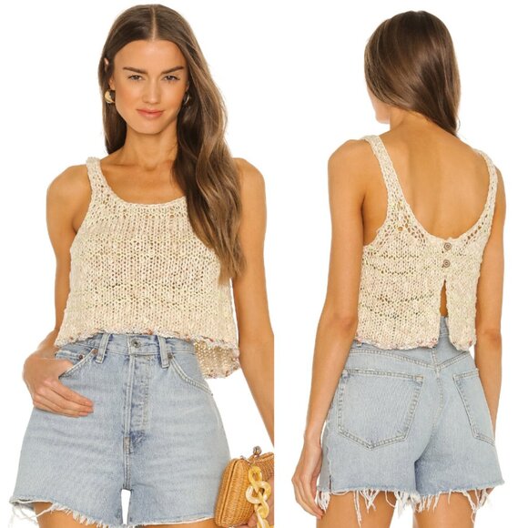 Free People Tops - 42 FREE PEOPLE Nomad Tank Crochet Open Knit Tank Top Womens M Boho  Festival